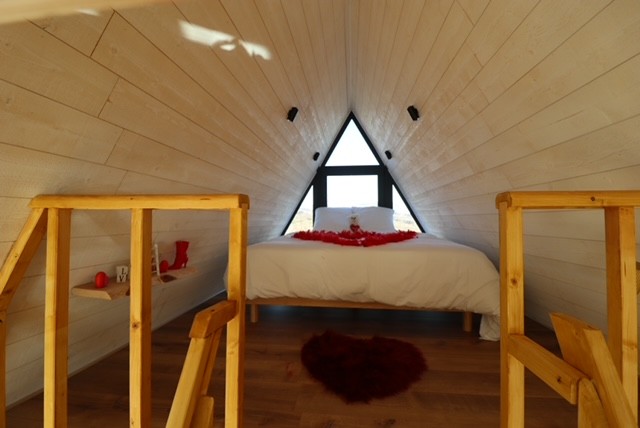 A-Frame Durban-Corbières : chambre sur la mezzanine