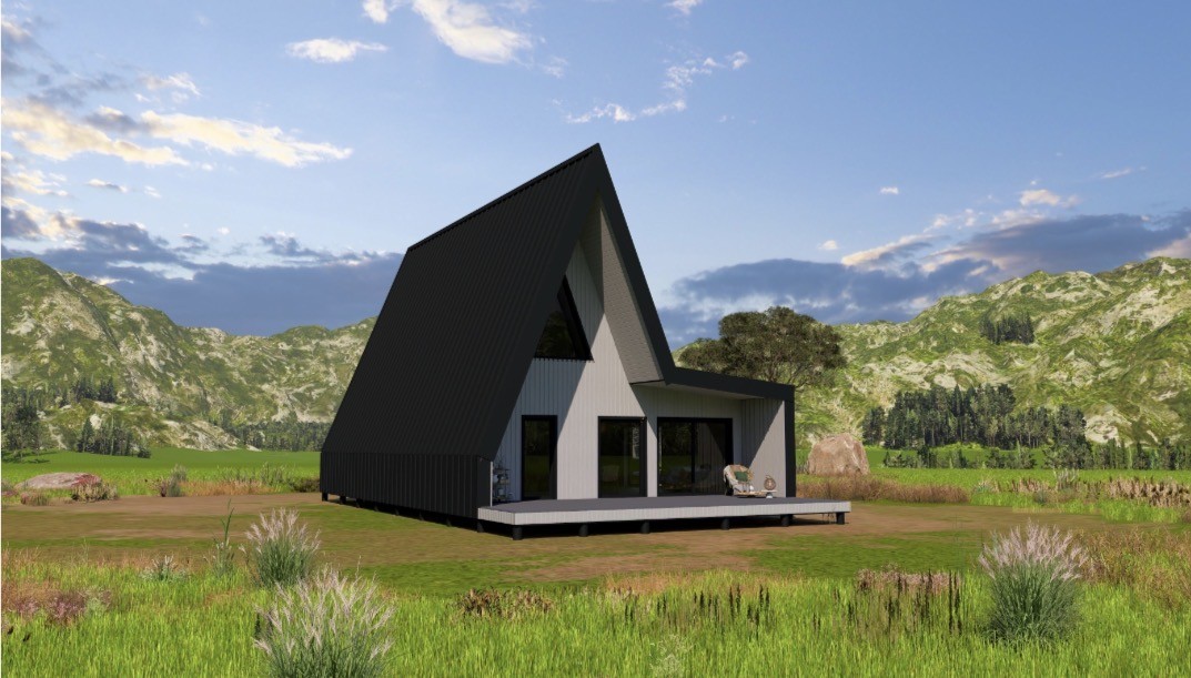 Maison en A personnalisée Jura : vue 3D en perspective