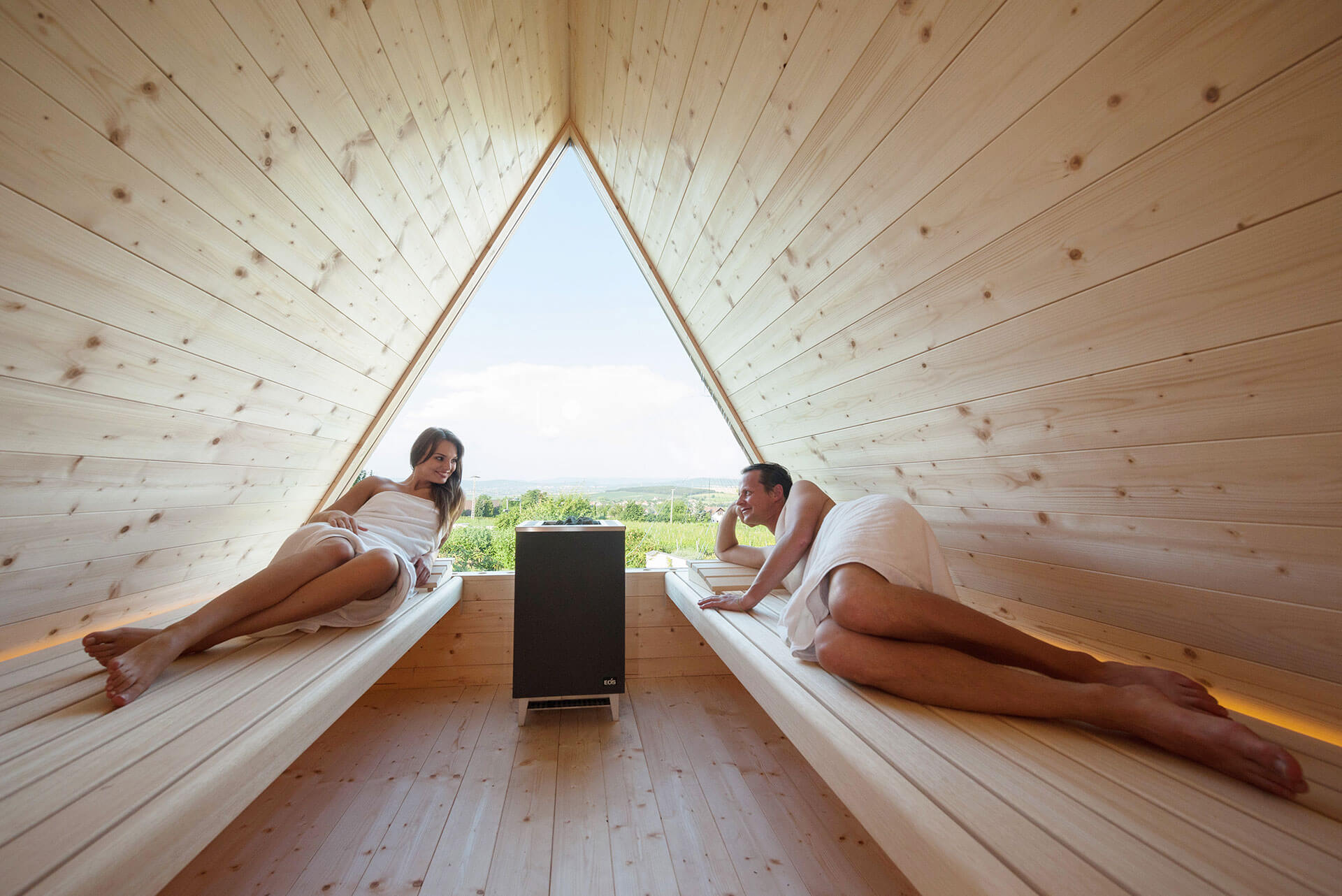 Sauna panoramique A-frame